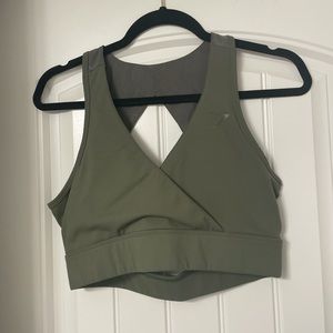Gymshark X Nikki Blackketter Cross Back Sports Bra Dark Olive Marl